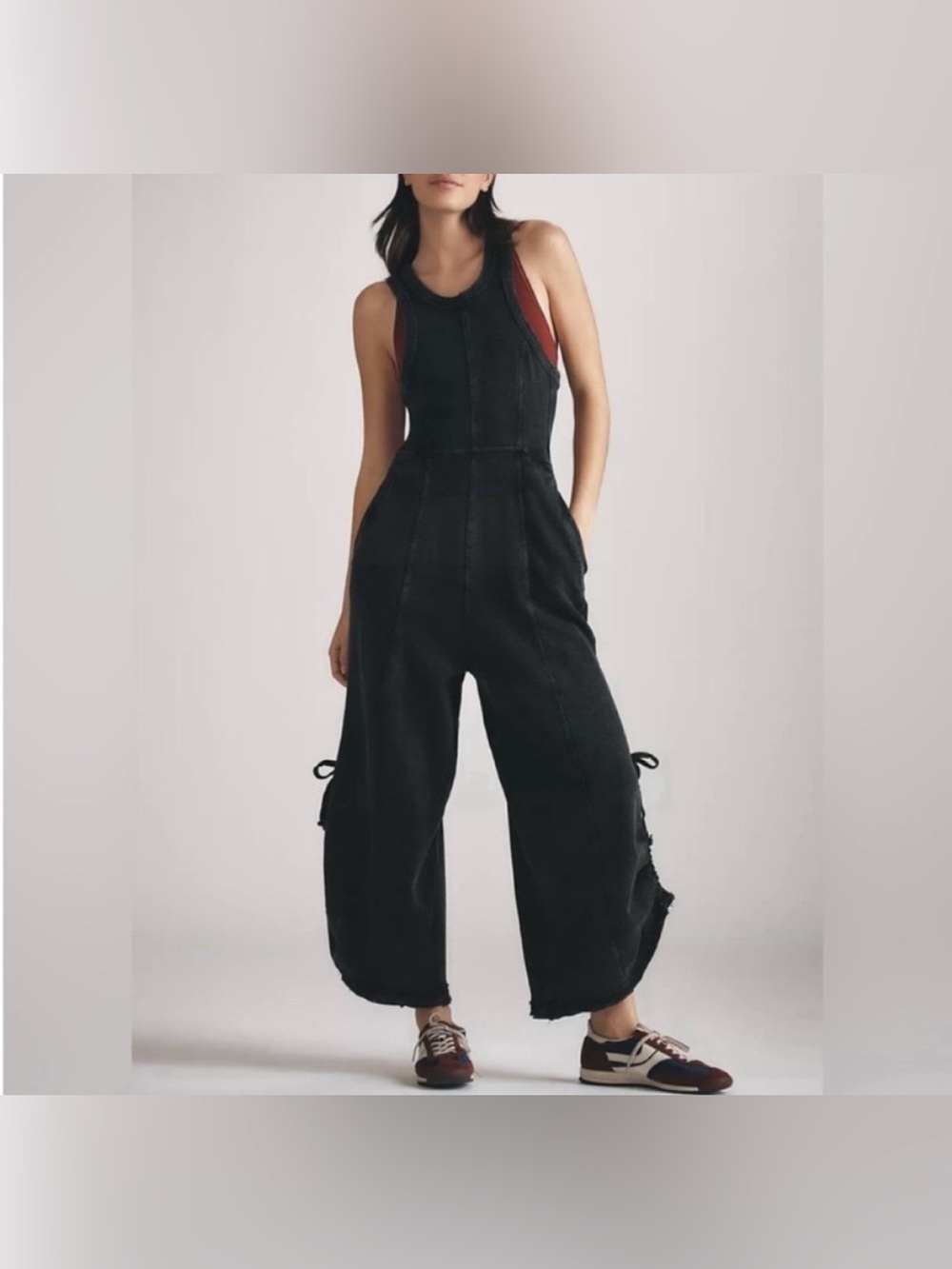 NWOT Anthropologie Daily Practice Horizon Wide-Leg Knit Jumpsuit - black - XSP - Picture 2 of 9